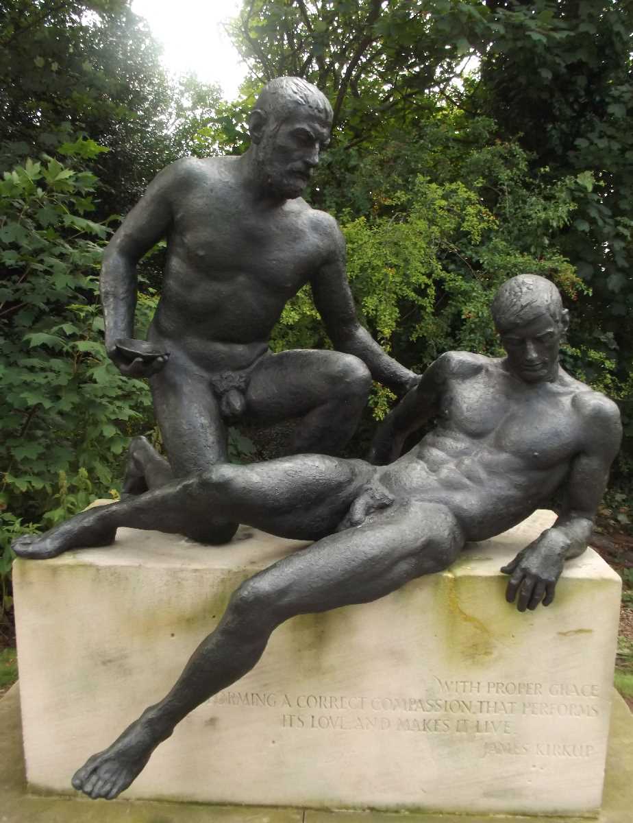 The Good Samaritan - a bronze statue near the Queen Elizabeth Hospital Birmingham